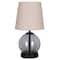 14" Black Metal & Glass Table Lamp with Natural Fabric Shade by Ashland®